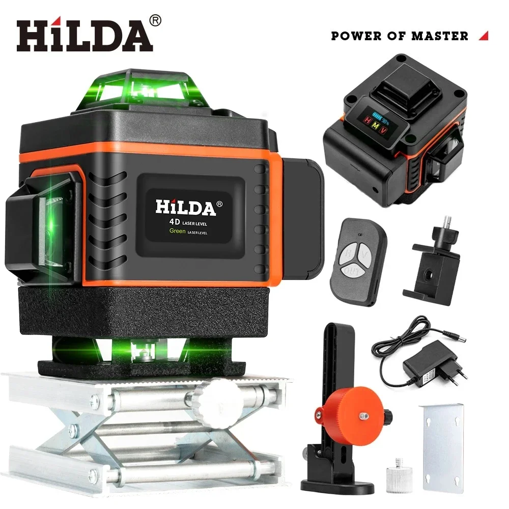 Laser Level 16 Lines 4D Green - HILDA 16/12 ライン 4D レーザーレベルグリーンラインセルフレベリング 360