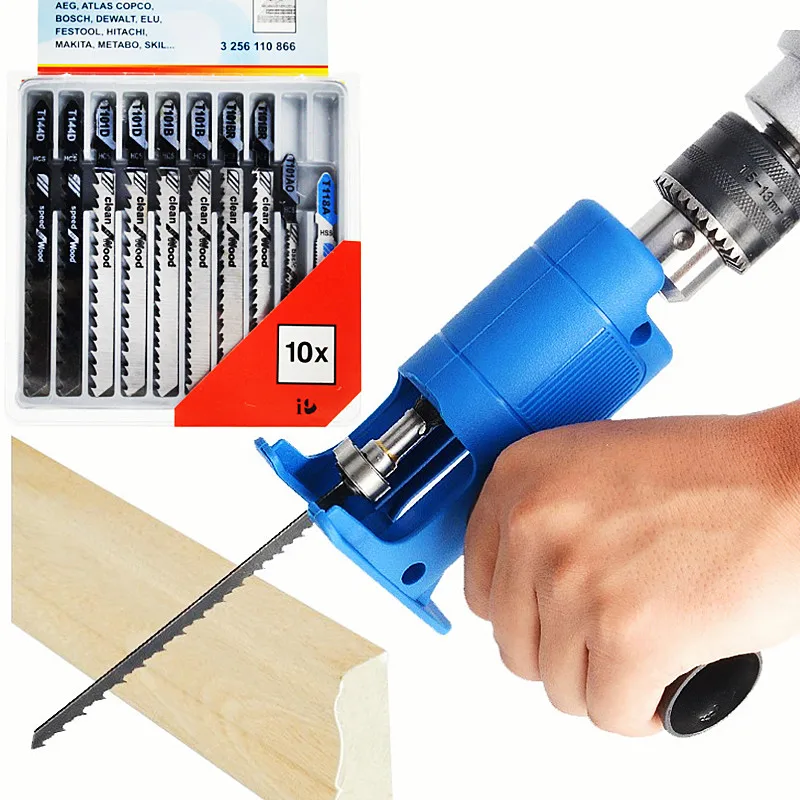 Reciprocating Saw Attachment Drill - ポータブルミートソーアダプター,電気ドリル,変更されたジグソー,電動工具,木材カッター,ブレード付き機械付属品