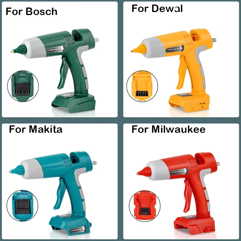 Hot Melt Glue Gun Cordless - 100W コードレスホットメルトグルーガン マキタ/デュルト/ミルウォーキー/ボッシュ 18V バッテリー用 火傷防止充電式