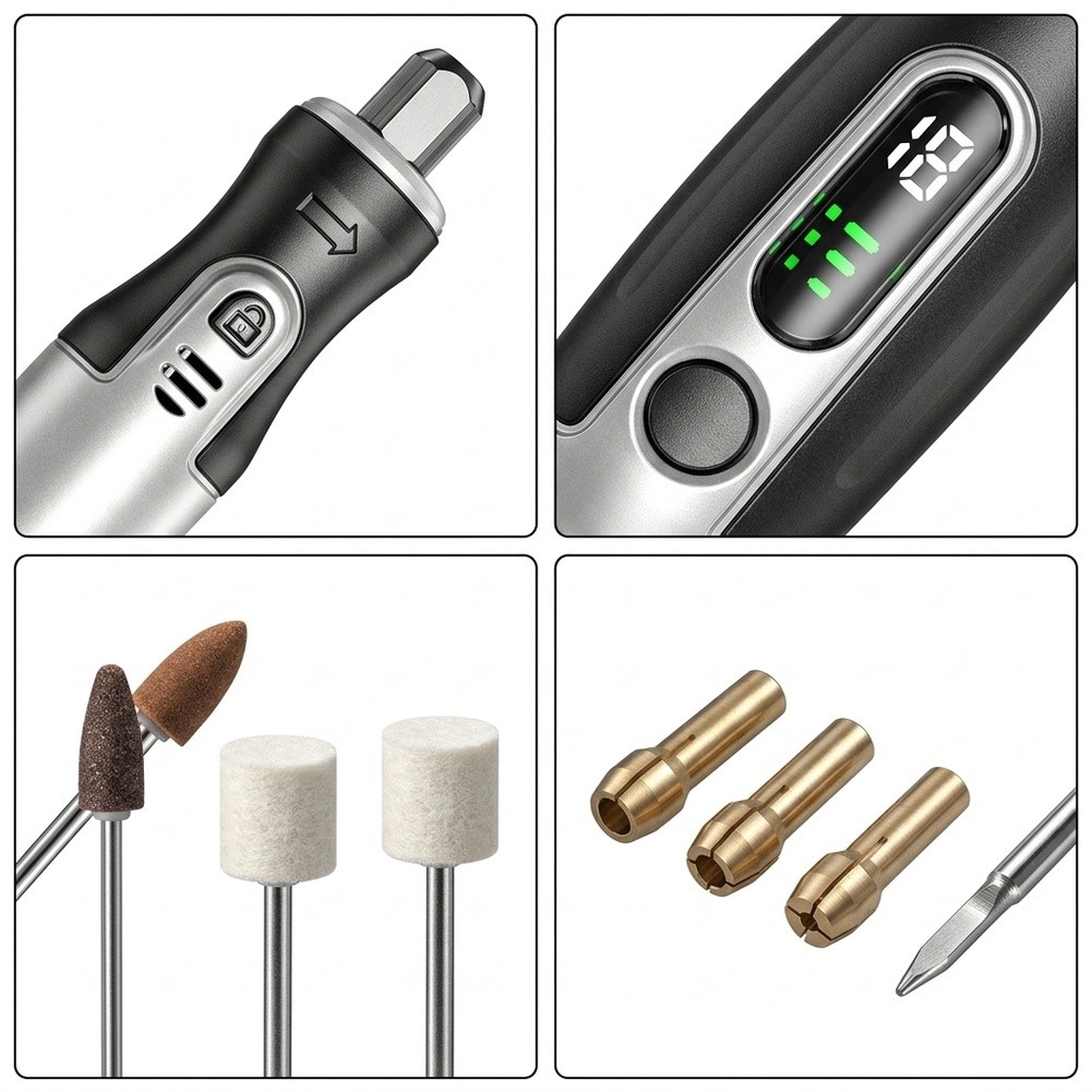 Cordless Rotary Tool Kit Accessories - コードレス電動回転ツールキット USB充電式彫刻ペン 研磨・研削・穴あけ用アクセサリー付き DIY用 金属・木材加工用