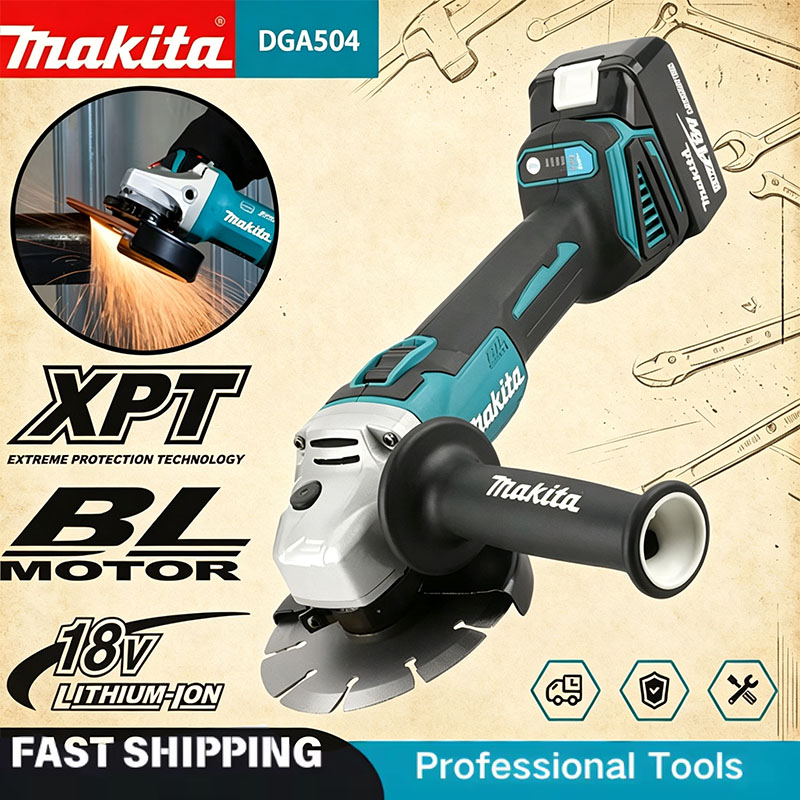 Brushless Angle Grinder Battery Powered - マキタ DGA504 18V 6.0Ah 125mm ブラシレスアングルグラインダー、リチウムイオン充電式高出力多目的オールインワン切断工具