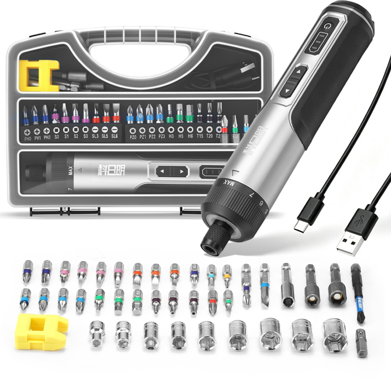 Electric Screwdriver Rechargeable Usb - コードレス電動ドライバービットセット 8段階トルク調整 2000mAh充電式バッテリー 最大トルク5N.M 家庭用DIY修理ツールキット