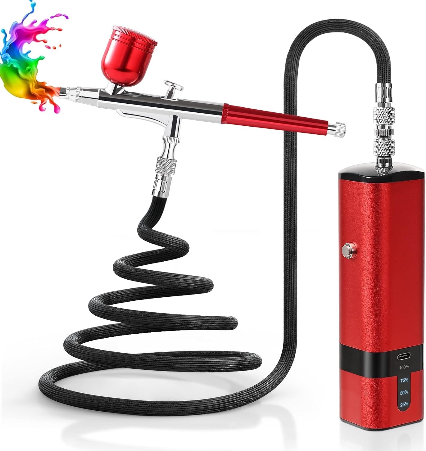 Airbrush Kit With Mini Compressor - コンプレッサー付きエアブラシキット、32PSIハンドヘルドミニエアブラシセット、塗装用ポータブル高圧エアブラシ