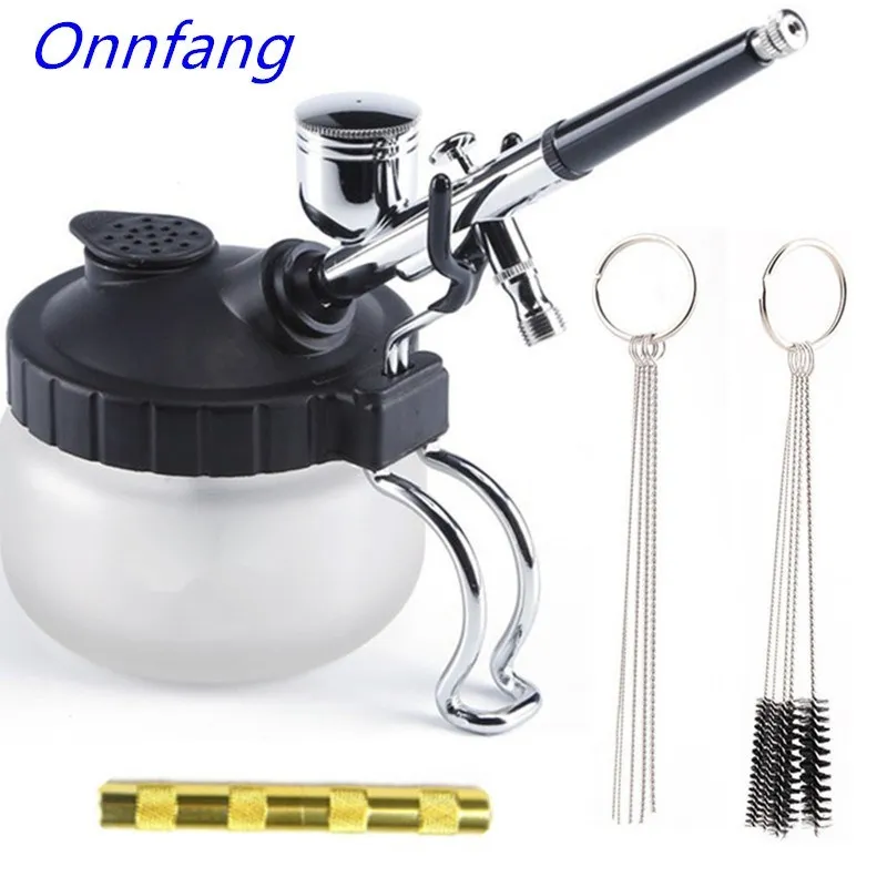 Airbrush Kit With Mini Compressor - エアブラシクリーニングポット,スタビライザーボトルホルダーペイントステーション,ガラス瓶フィルター,フロストコンプレッサー,オプションのセット,A-C