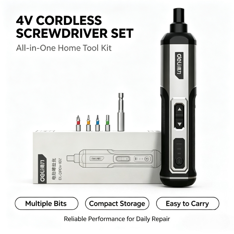 Electric Screwdriver Rechargeable Usb - デリ 4V 3段階速度調整コードレス電動ドライバーセット 2000mAh充電式 家庭用修理 家具組み立て用