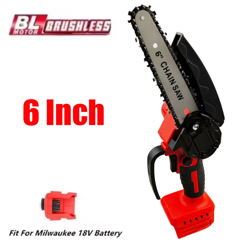 Mini Electric Chainsaw 6 Inch - ミルウォーキー 18V バッテリー電気チェーンソー 6 インチコードレスチェーンソー剪定切断庭木工電動工具に適合