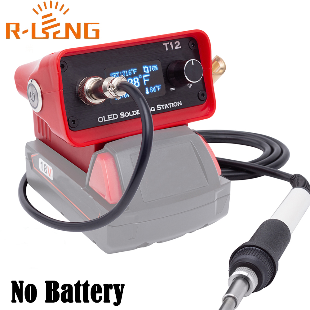 Digital Soldering Station T12 - ミルウォーキー用の調整可能なはんだ付けステーション,oled t12はんだごて,18vリチウムイオン電池,DIY修理,電池なし