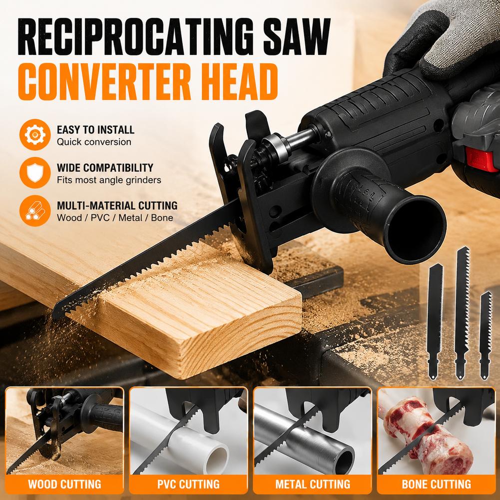 Reciprocating Saw Attachment Drill - レシプロソーアダプター電動ドリル改造キット、ジグチェーン、金属、鋼、プラスチック、木材切断ツールアタッチメント