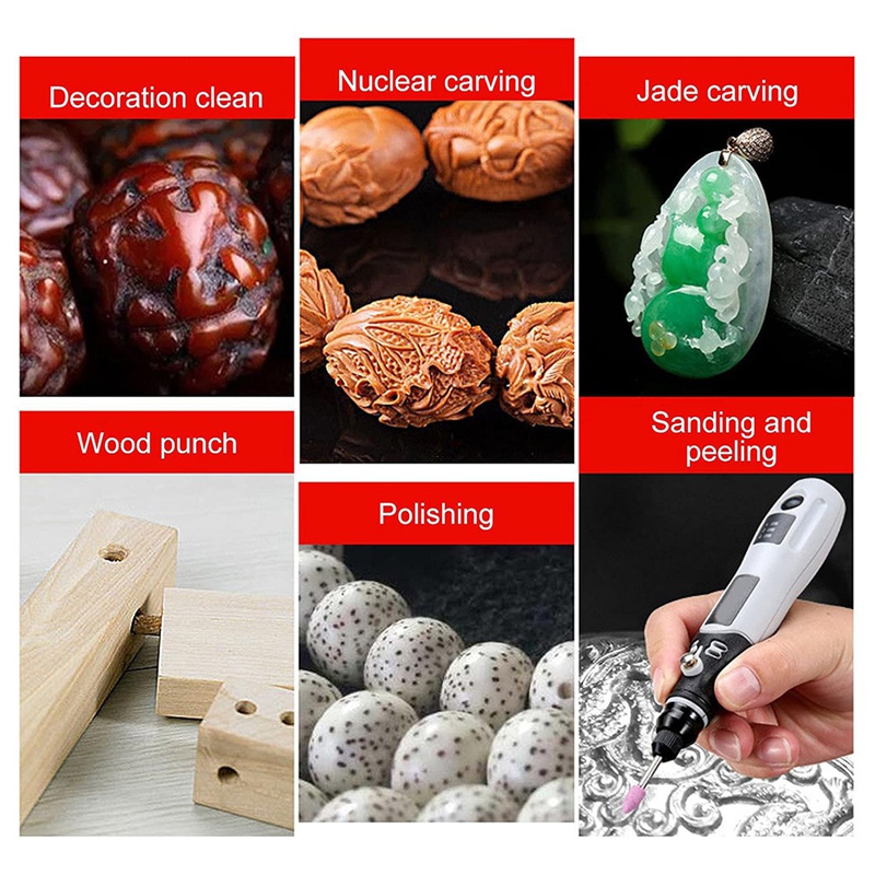 Cordless Rotary Tool Kit Accessories - SHGOミニグラインダーキット、回転工具、40個のアクセサリーと4つのチャック、コードレスUSB充電、穴あけ、彫刻、研磨、ネイル用