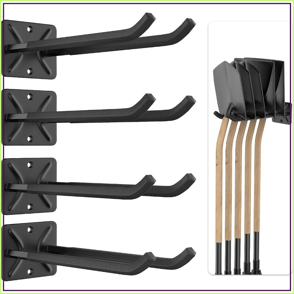 Garden Tools - 頑丈なガレージ収納フック、12.4インチの壁掛けハンガー（タイヤ、はしご、園芸工具用）、4個パック