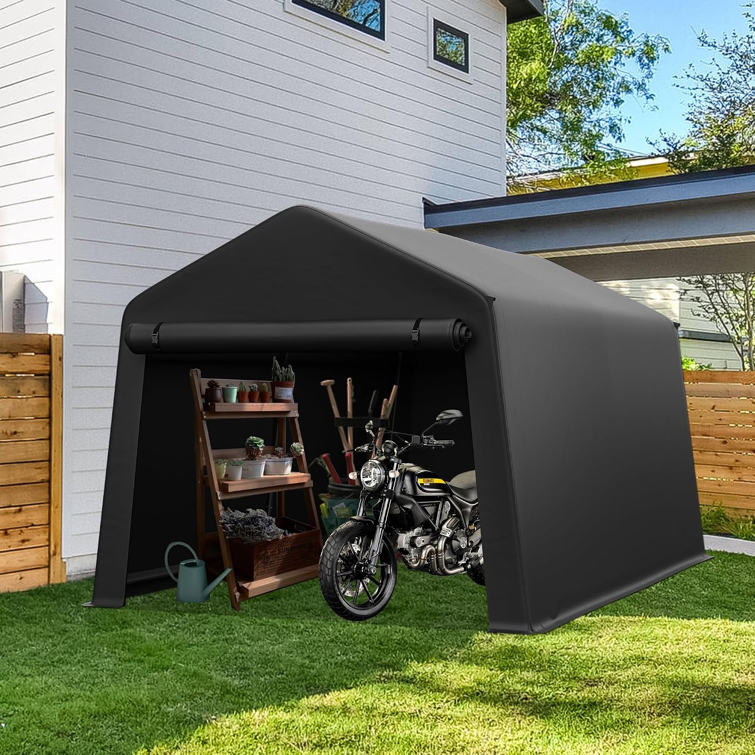 Garden Tools - ポータブル屋外収納庫 8x14フィート 防水ガーデンツールシェルター、カスタマイズ可能