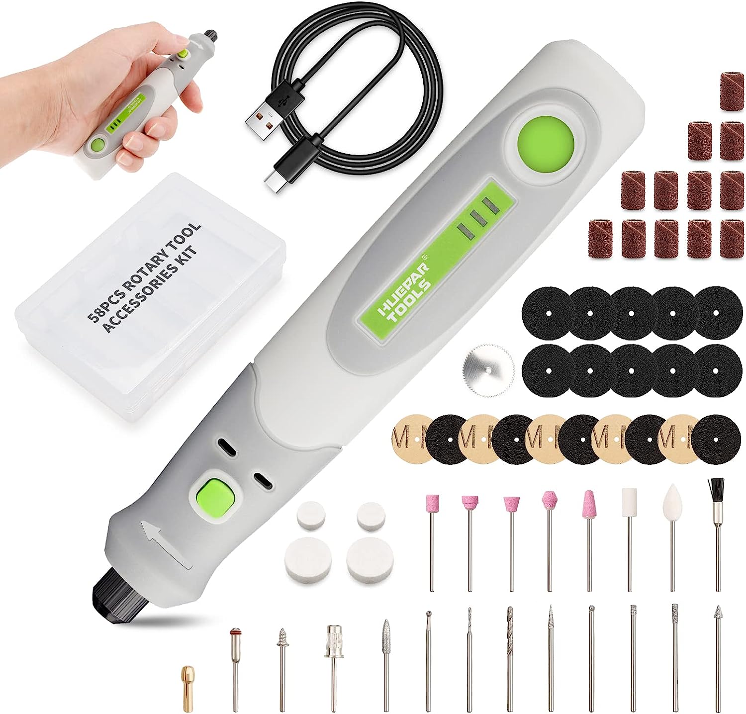 Cordless Rotary Tool Kit Accessories - 電気ドリルダイグラインダー彫刻ポリッシャー 4V ミニコードレスロータリーツールセットキット Huepar ツール RT4-基本