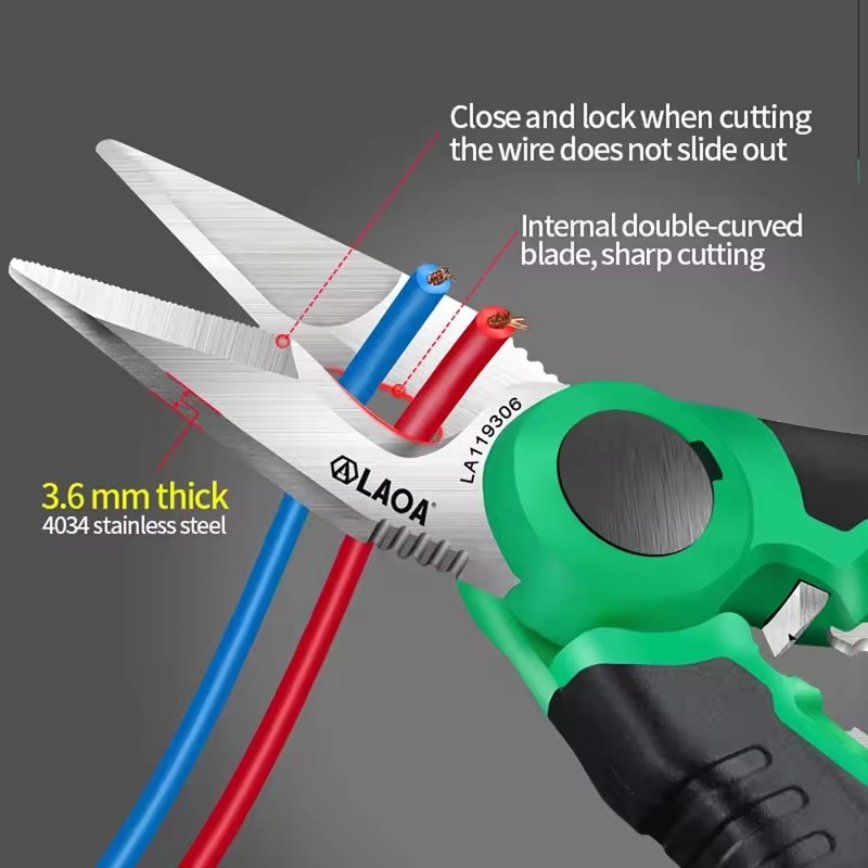 Automatic Wire Stripper Cutter - LAOA 電気技師用はさみ 6/7/8 インチ ワイヤーストリッパー ワイヤーカッター