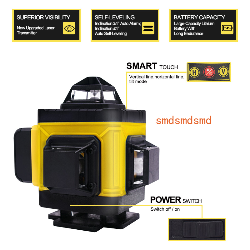16ライン4Dレーザーレベル水平＆垂直クロスライングリーンビ - Laser Level 16 Lines 4D Green のレビューと価格