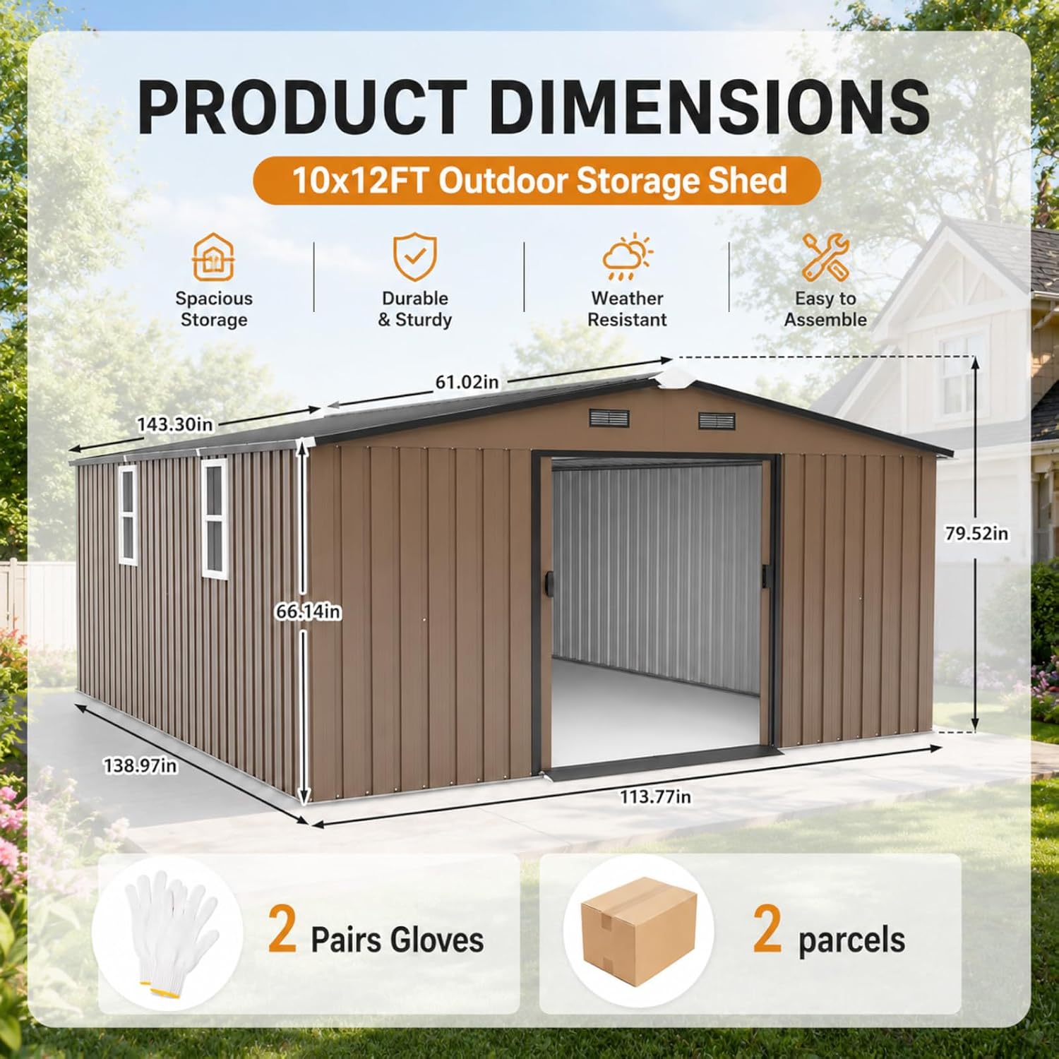 金属製物置 10x12フィート 屋外裏庭パティオガーデンツー - Garden Tools のレビューと価格