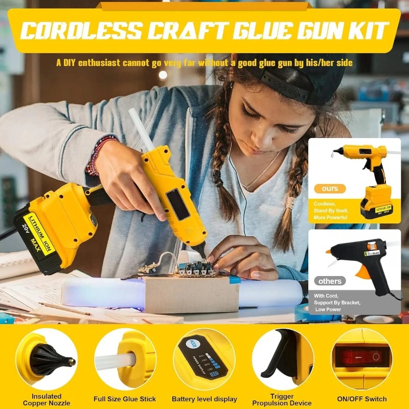 オリジナルコードレス電動ハンドヘルドホットグルーガン修理DI - Hot Melt Glue Gun Cordless のレビューと価格