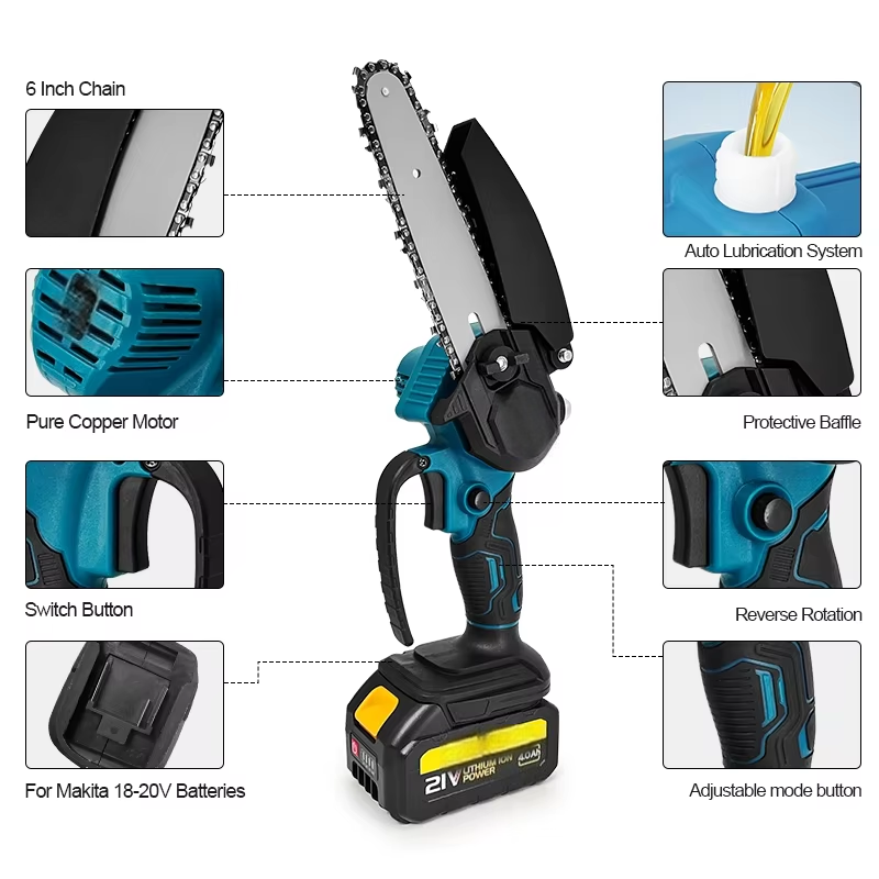 1700RPM 6インチミニリチウムイオン電動チェーンソー片 - Mini Electric Chainsaw 6 Inch のレビューと価格