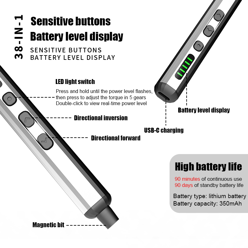 電動ドライバーセット精密電動工具キット充電式LEDライト付き - Electric Screwdriver Rechargeable Usb のレビューと価格