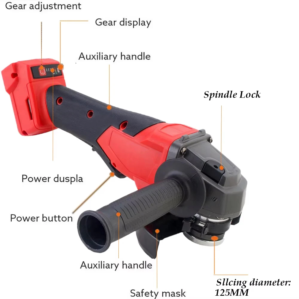 125 ミリメートル電気アングルグラインダー 3 ギアブラシ - Brushless Angle Grinder Battery Powered のレビューと価格