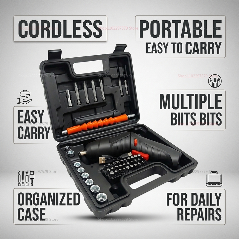 47点充電式電動ドライバーセット 3.6Vコードレスリチウム - Electric Screwdriver Rechargeable Usb のレビューと価格