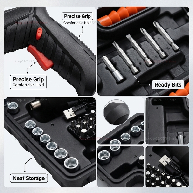 47点充電式電動ドライバーセット 3.6Vコードレスリチウム - Electric Screwdriver Rechargeable Usb のレビューと価格
