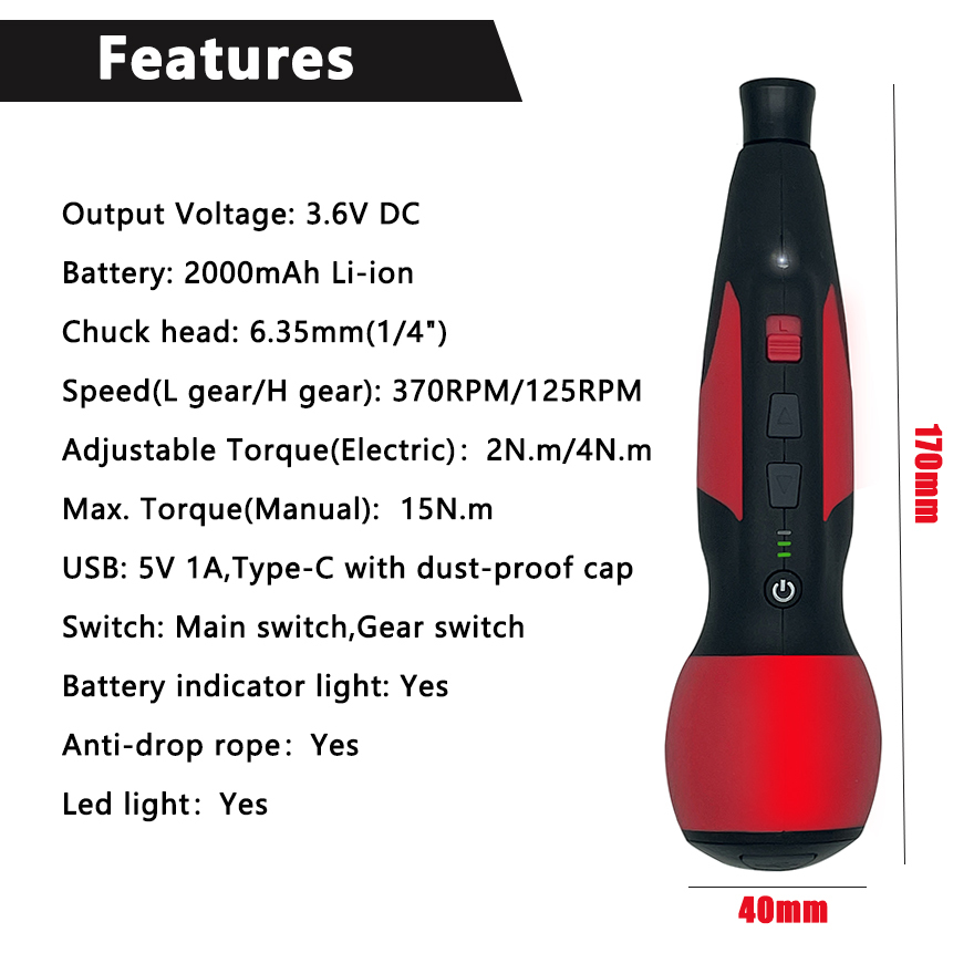ミニ電動ドライバー,調整可能,大トルク,2スピード,USB充 - Electric Screwdriver Rechargeable Usb のレビューと価格