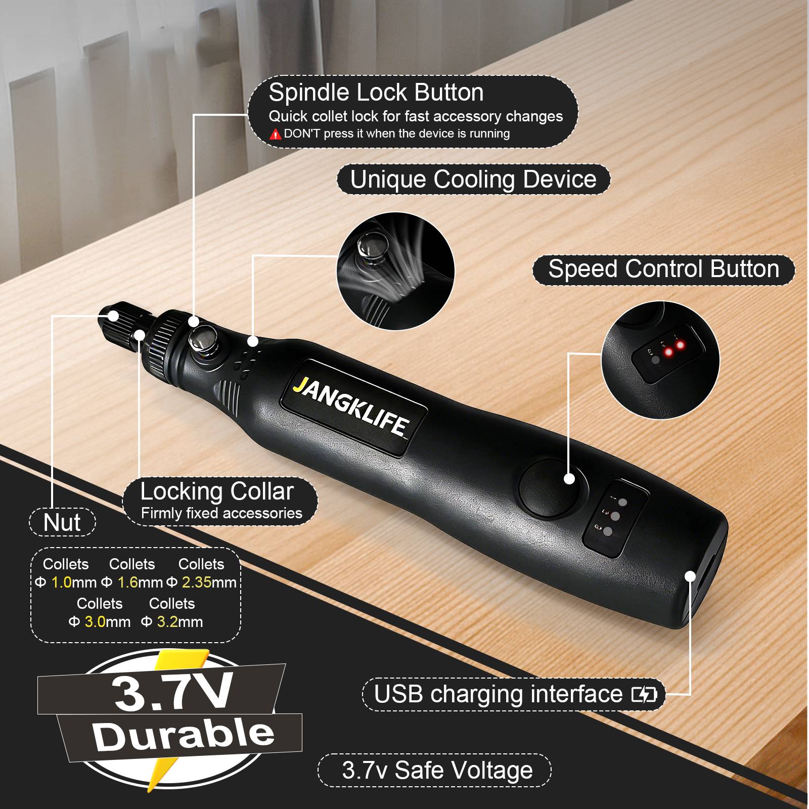 JANGKLIFE USB コードレスロータリーツールキット - Cordless Rotary Tool Kit Accessories のレビューと価格