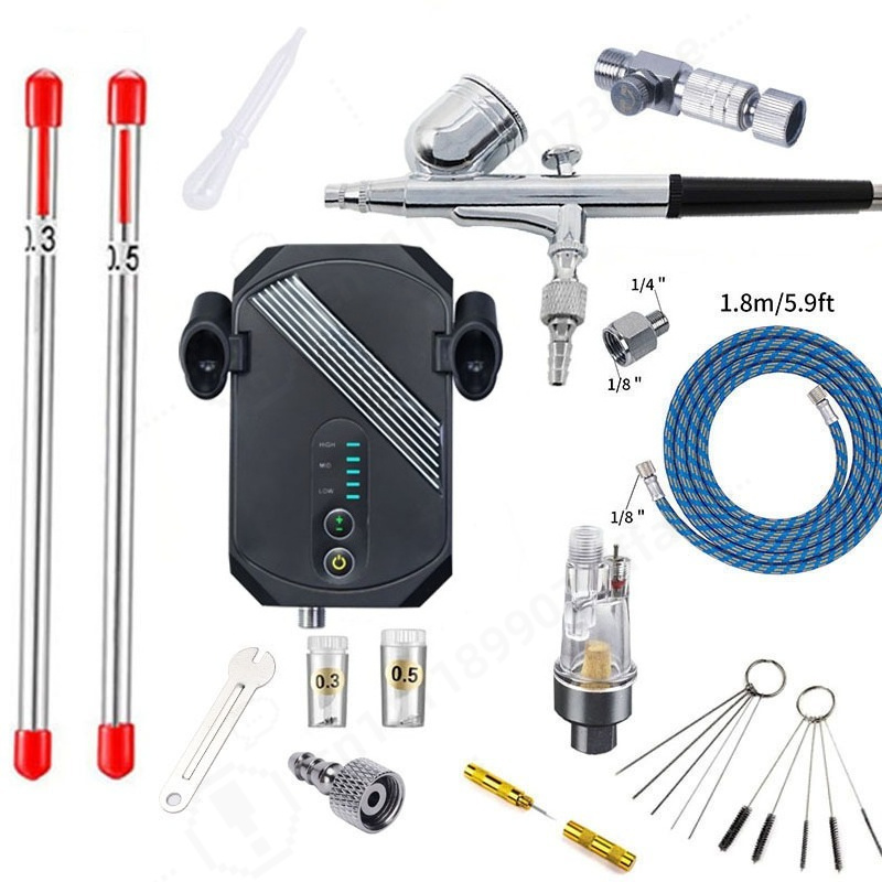 ミニエアブラシコンプレッサーキット、US EUプラグ、模型塗 - Airbrush Kit With Mini Compressor のレビューと価格