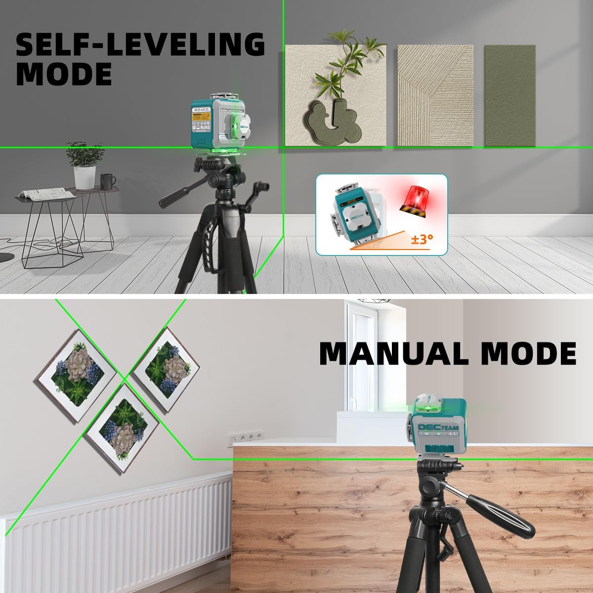 Decteam 4D クロスラインレーザーレベル 16 ライ - Laser Level 16 Lines 4D Green のレビューと価格