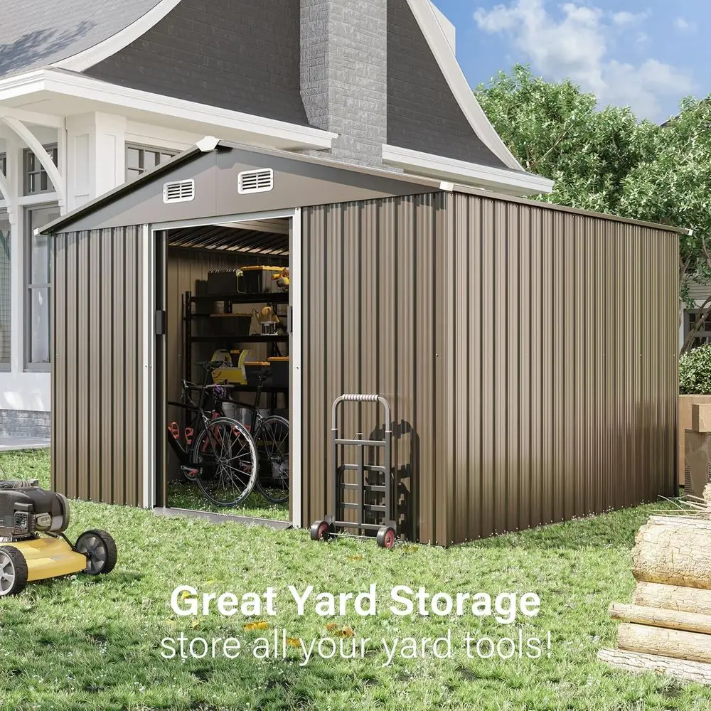 10T x 8T 屋外用金属製収納庫（ロック可能なドア、引き - Garden Tools のレビューと価格