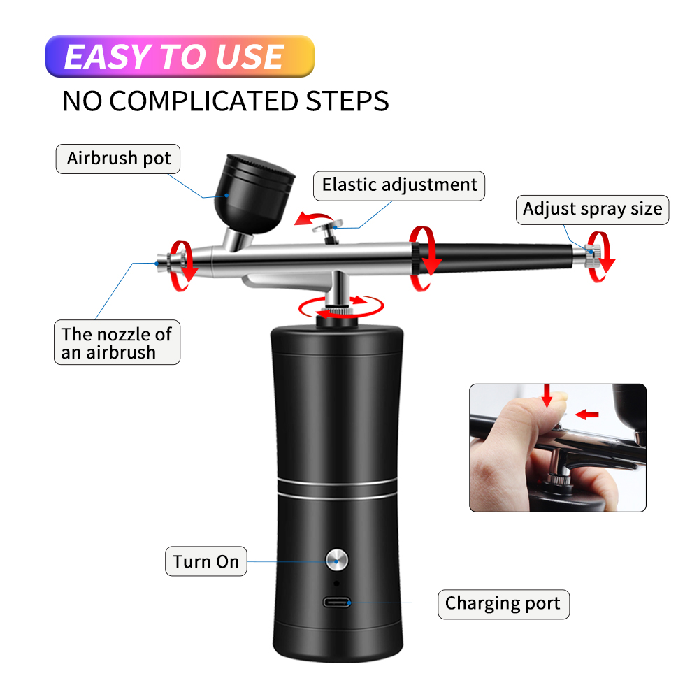 ポータブル充電式ワイヤレスエアブラシコンプレッサー付きシング - Airbrush Kit With Mini Compressor のレビューと価格