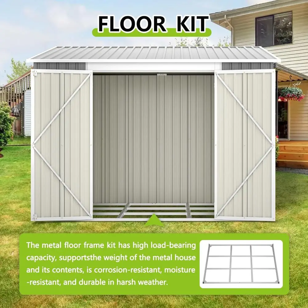 8フィート x 6フィートの屋外用金属製収納庫（床付き）、工 - Garden Tools のレビューと価格